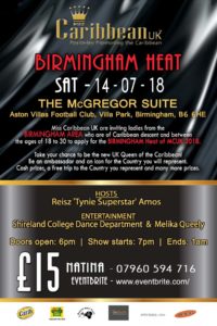 Miss Caribbean UK Birmingham Heat Flyer Back