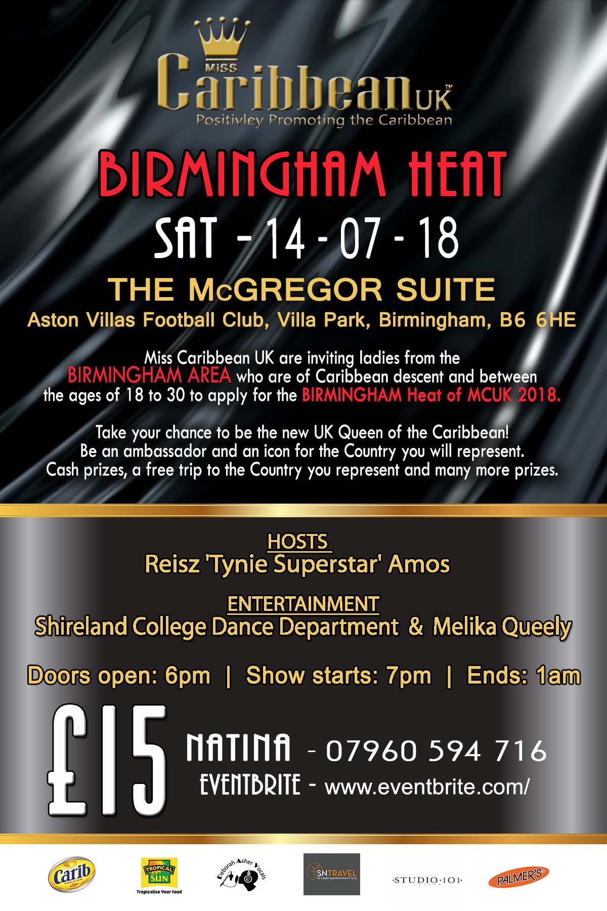 Miss Caribbean UK Birmingham Heat Flyer Back